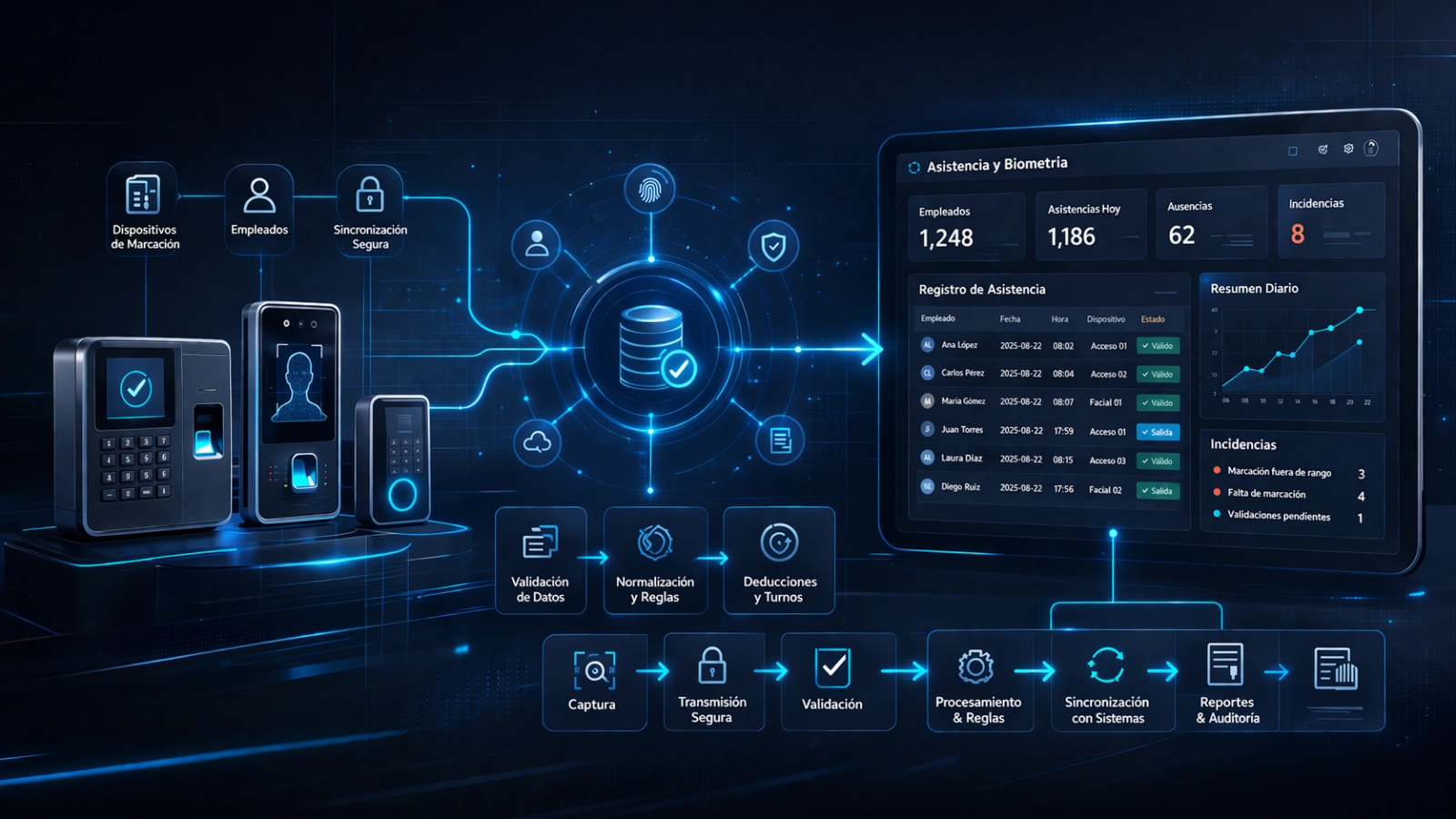 Preview de Integración de plataformas de asistencia y biométricos (BioTime/ZKTeco)