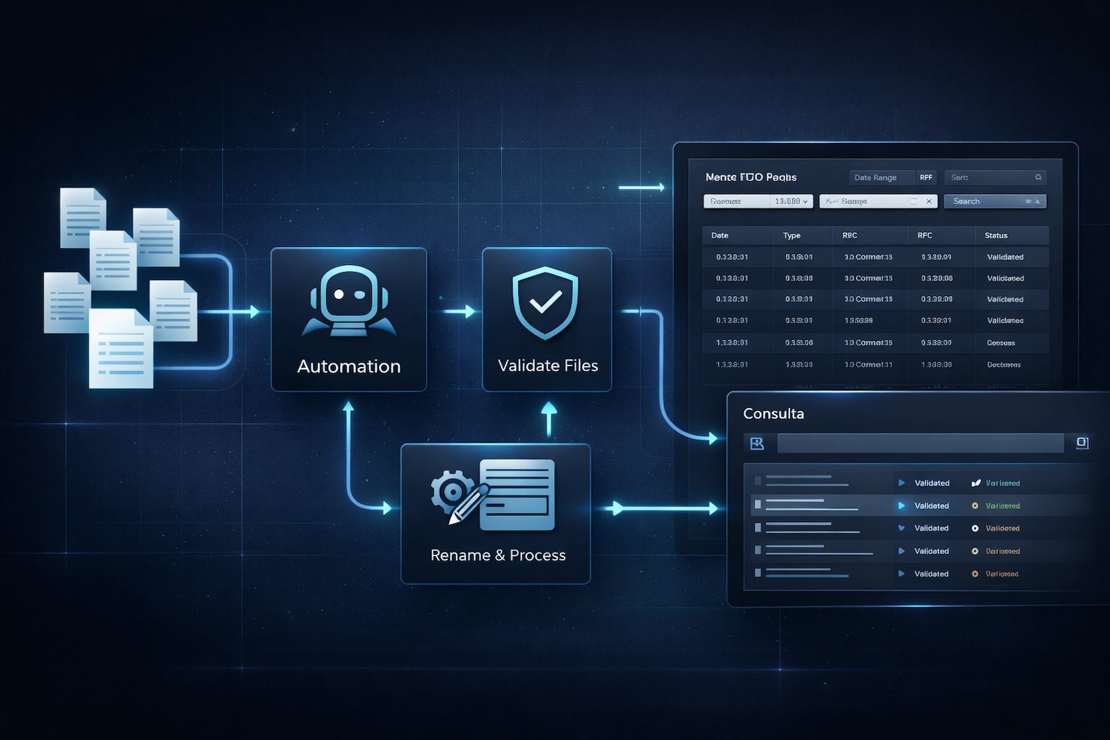 Preview de Automatización de descarga y gestión de comprobantes (RPA + APIs)